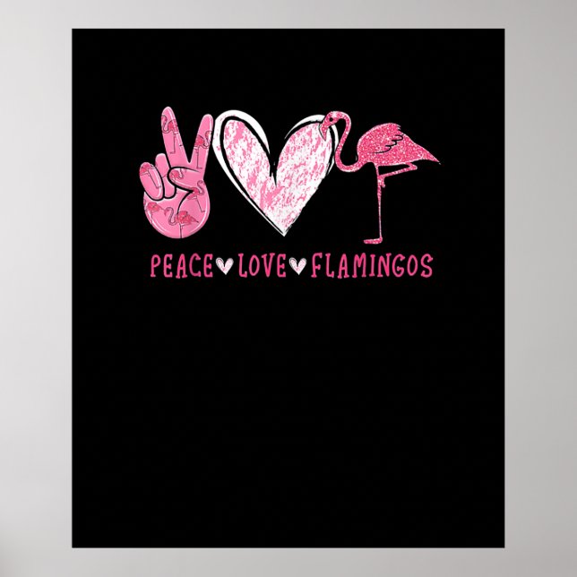 Peace Love Flamingo Flamingo Lover Poster (Vorne)