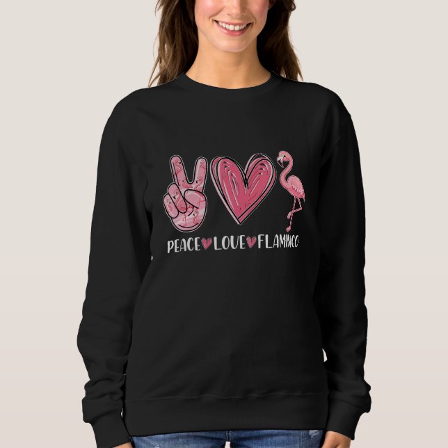 Peace Love Flamingo Women Cute Summer Beach Tropic Sweatshirt (Vorderseite)