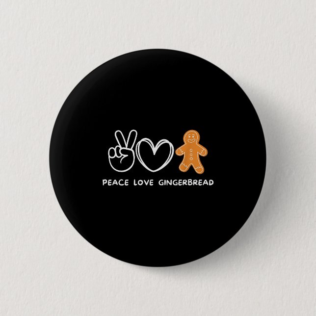 Peace, Love Gingerbread Retro Gingerbread Lover  Button (Vorderseite)