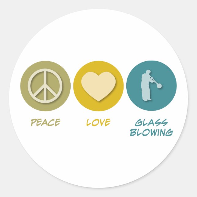 Peace Love Glass Blasen Runder Aufkleber (Vorderseite)