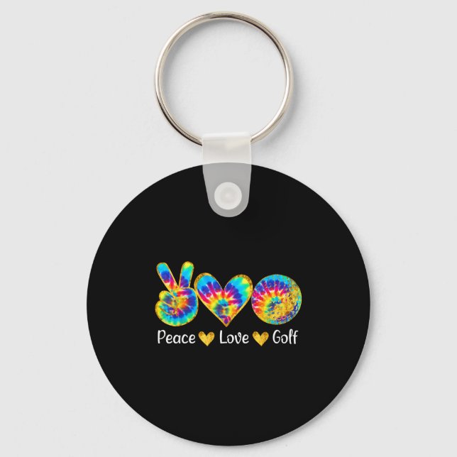 Peace Love Golf Funny Tie Dye Golf Lovers  Schlüsselanhänger (Vorderseite)