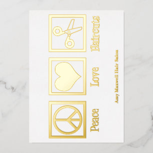 Peace Love Haircuts Custom Hairstylist Salon Gold Folien Feiertagskarte
