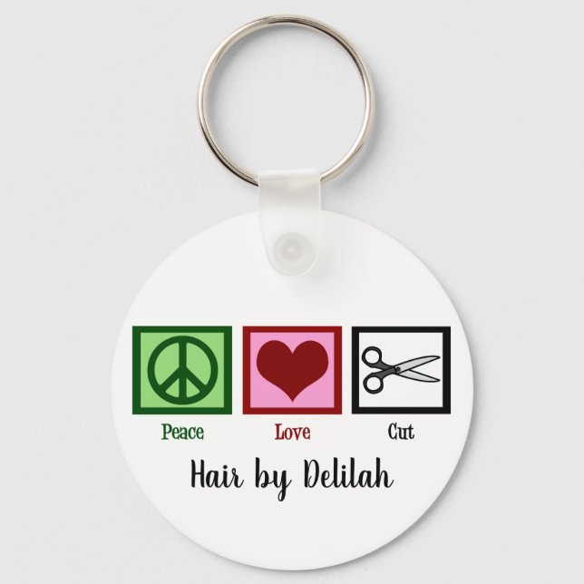 Peace Love Haircuts Schlüsselanhänger (Vorderseite)