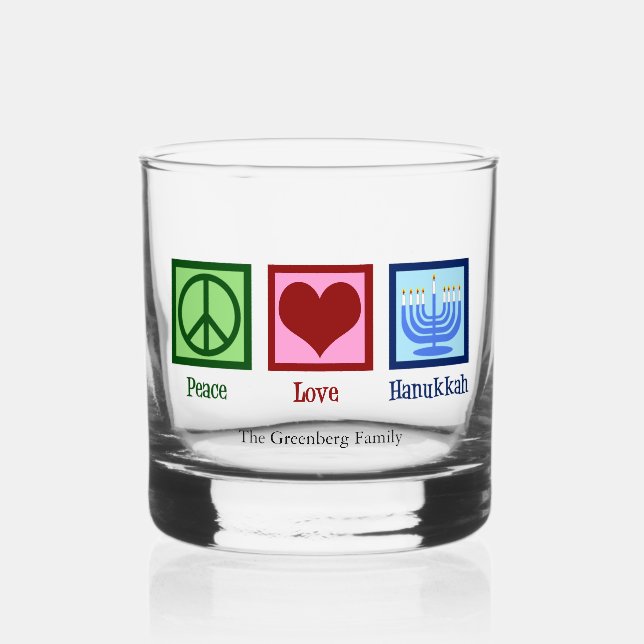 Peace Love Hanukkah Cute Custom Whiskyglas (Vorderseite)