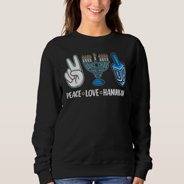 Peace Love Hanukkah Jewish Menorah Chanukah Retro  Sweatshirt (Vorderseite)