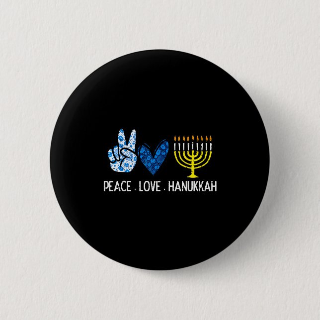 Peace Love Hanukkah Retro Chanukah Jewish Men Wome Button (Vorderseite)