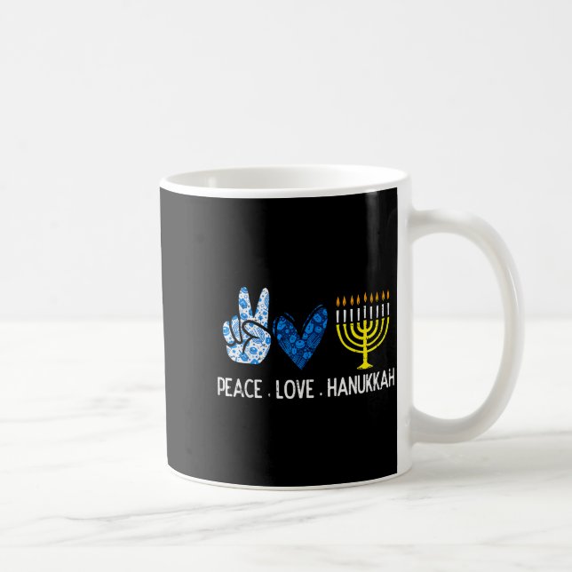 Peace Love Hanukkah Retro Chanukah Jewish Men Wome Kaffeetasse (Rechts)