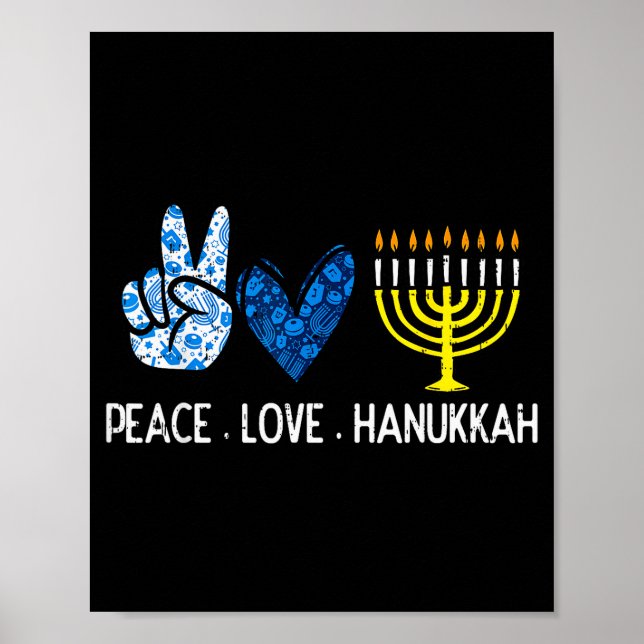 Peace Love Hanukkah Retro Chanukah Jewish Men Wome Poster (Vorne)