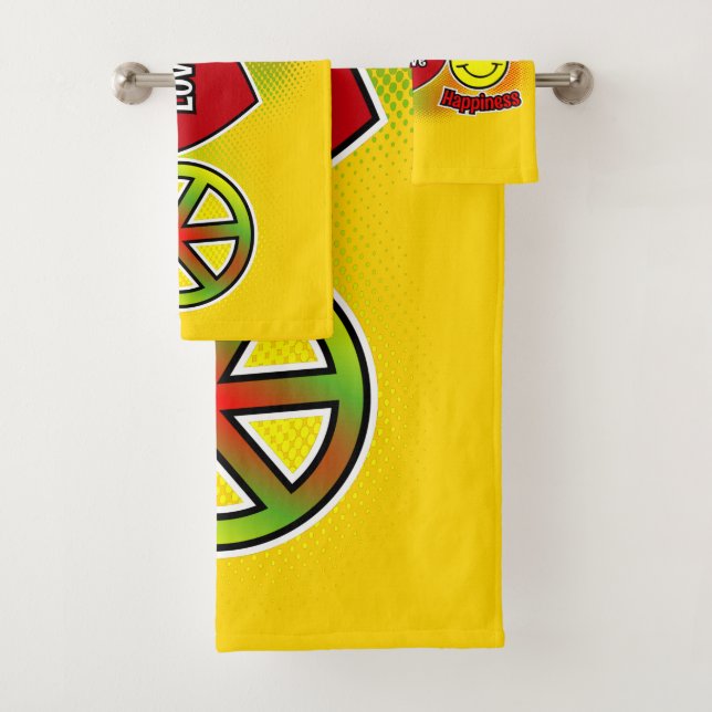 Peace Love Happiness Badhandtuch Set (Insitu)