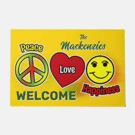 Peace Love Happiness Family Fußmatte
