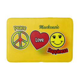 Peace Love Happiness Yellow Badematte