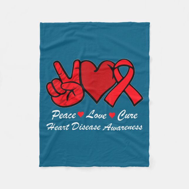 Peace Love Heart Disease Awareness Chd Suprt Wear  Fleecedecke (Vorderseite)
