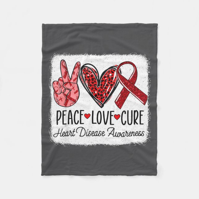 Peace Love Heart Disease Awareness Chd Suprt Wear  Fleecedecke (Vorderseite)