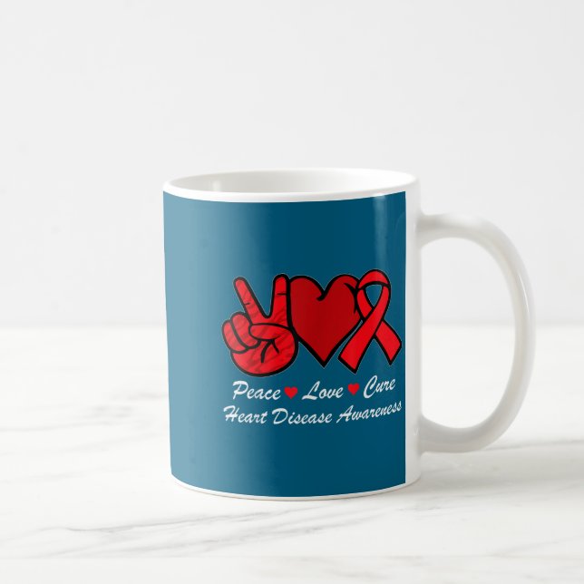 Peace Love Heart Disease Awareness Chd Suprt Wear  Kaffeetasse (Rechts)