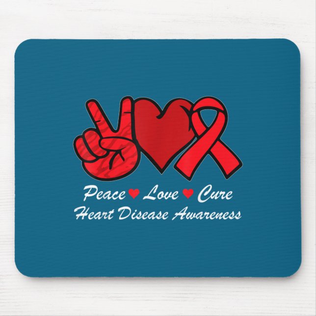 Peace Love Heart Disease Awareness Chd Suprt Wear  Mousepad (Vorne)