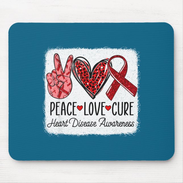 Peace Love Heart Disease Awareness Chd Suprt Wear  Mousepad (Vorne)