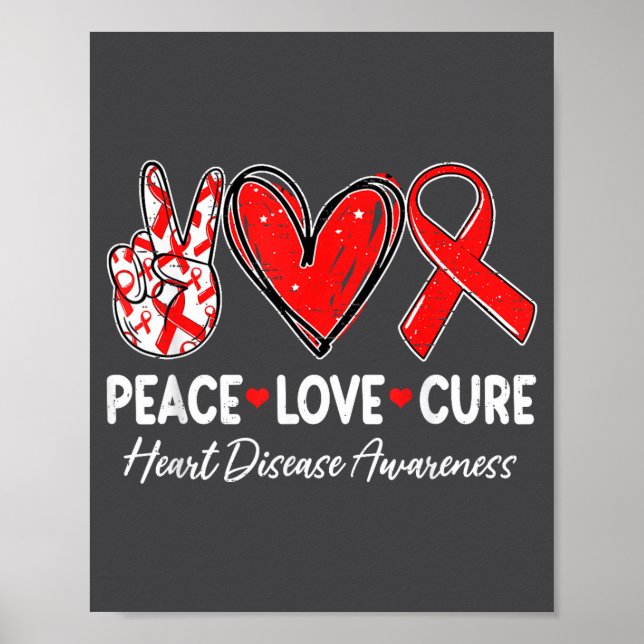 Peace Love Heart Health Heart Disease Awareness Ch Poster (Vorne)
