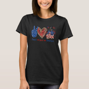 Peace Love Heeler Hund Patriotisch Amerika Flagge T-Shirt