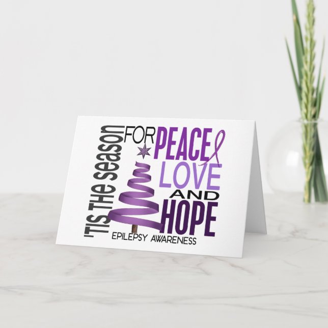 Peace Love Hope Christmas Holiday Epilepsy Feiertagskarte (Vorderseite)