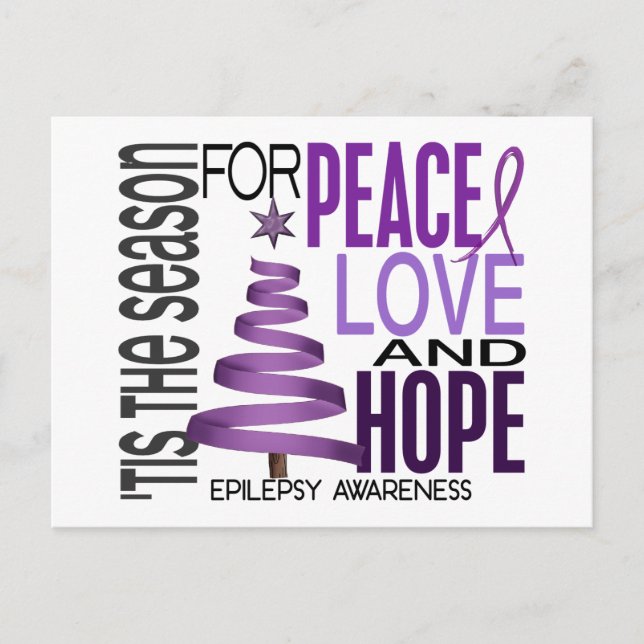 Peace Love Hope Christmas Holiday Epilepsy Feiertagspostkarte (Vorderseite)