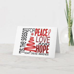 Peace Love Hope Christmas Holiday Heart Disease Feiertagskarte