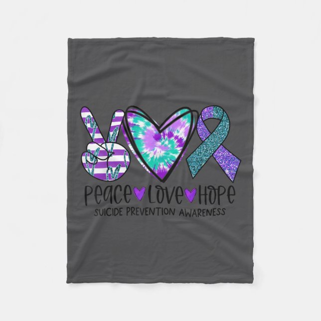 Peace Love Hope Suicide Prevention Awareness Tie-d Fleecedecke (Vorderseite)