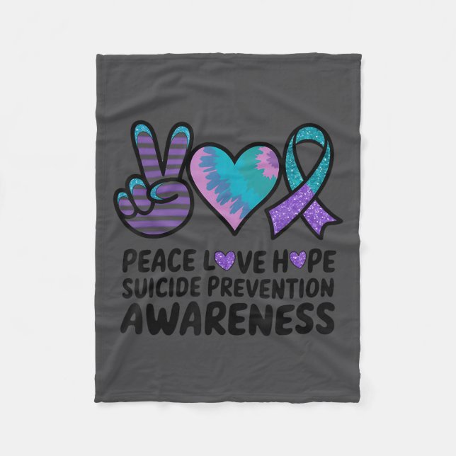 Peace Love Hope Suicide Prevention Tie Dye Awarene Fleecedecke (Vorderseite)