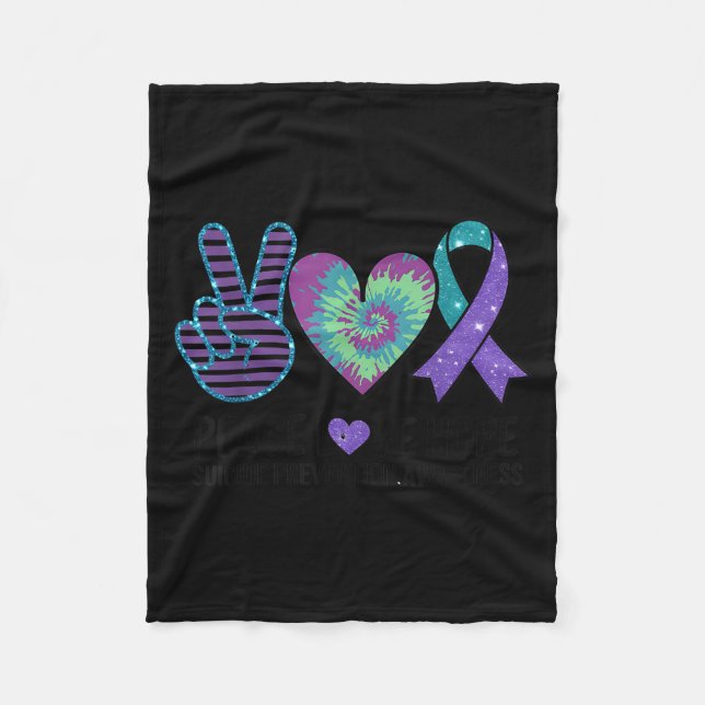 Peace Love Hope Suicide Prevention Tie Dye Awarene Fleecedecke (Vorderseite)