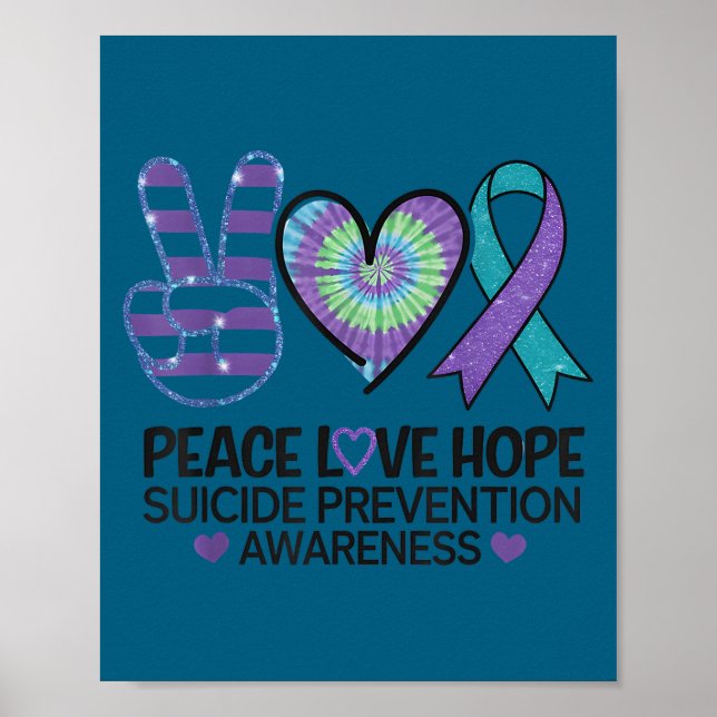 Peace Love Hope Suicide Prevention Tie Dye Awarene Poster (Vorne)