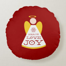 Peace Love Jove Angel Holiday Red and Gold