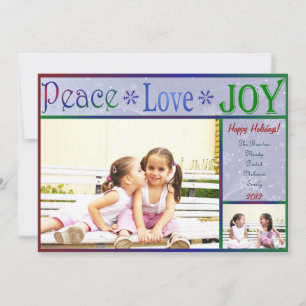 Peace Love Joy Christmas Photo Card - 2 sided Feiertagskarte