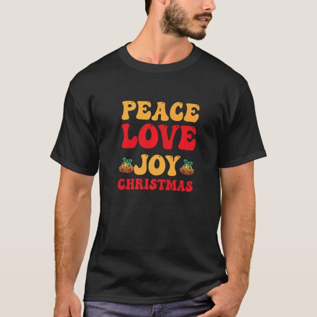 Peace Love Joy Christmas Santa Family Snow Winter  T-Shirt (Vorderseite)