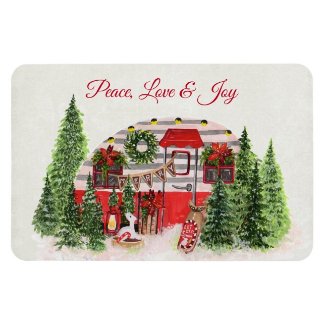 Peace Love & Joy Christmas Trailer Camper Magnet (Horizontal)