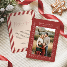 Peace Love & Joy Red Family Photo Christmas