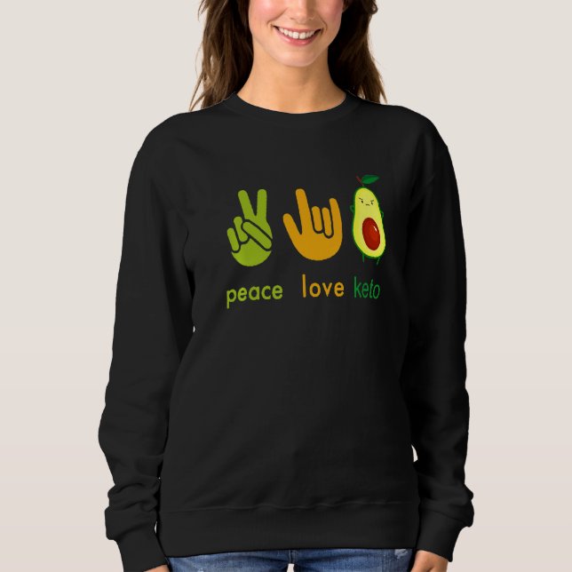 Peace Love Keto Funny Painter Avocado Hand Sign De Sweatshirt (Vorderseite)