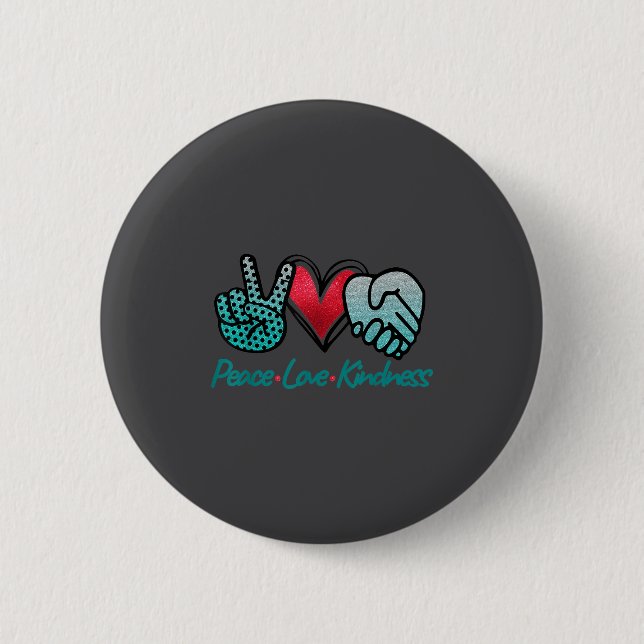 Peace Love Kindness Symbols Teal Design  Button (Vorderseite)