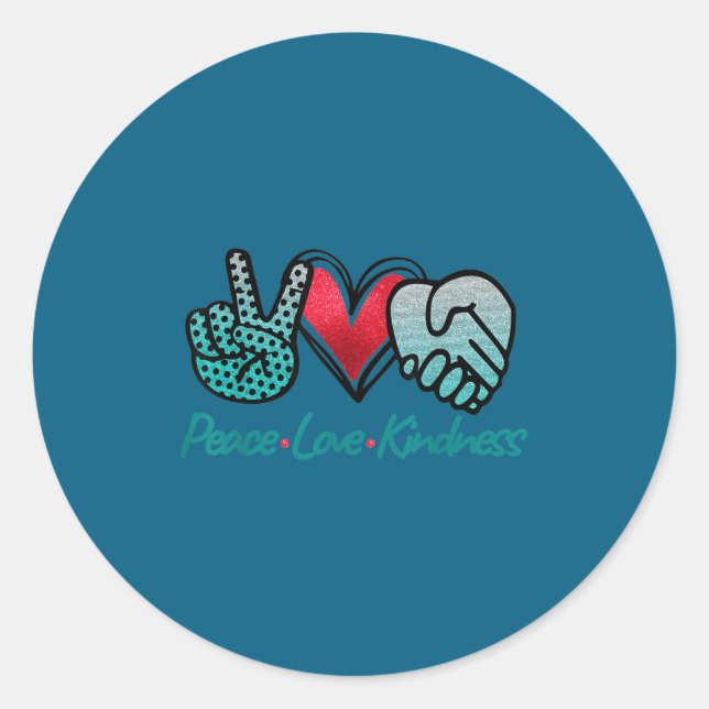 Peace Love Kindness Symbols Teal Design  Runder Aufkleber (Vorderseite)