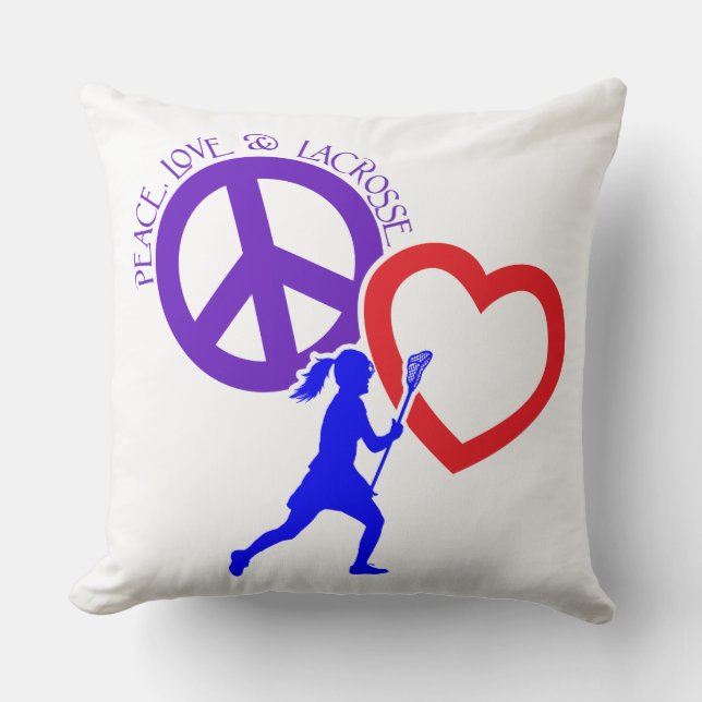 PEACE-LOVE-LACROSSE KISSEN (Vorderseite)