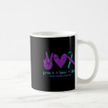 Peace Love Life Suicide Prevention Awareness Purpl Kaffeetasse<br><div class="desc">Peace Love Life Suicide Prevention Awareness Purple Ribbon</div>