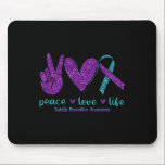 Peace Love Life Suicide Prevention Awareness Purpl Mousepad<br><div class="desc">Peace Love Life Suicide Prevention Awareness Purple Ribbon</div>