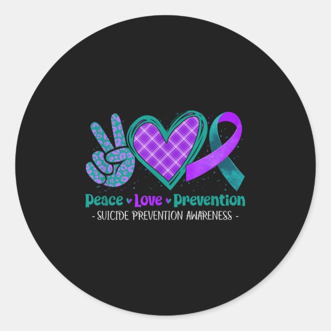 Peace Love Life Suicide Prevention Awareness Purpl Runder Aufkleber (Vorderseite)