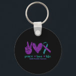 Peace Love Life Suicide Prevention Awareness Purpl Schlüsselanhänger<br><div class="desc">Peace Love Life Suicide Prevention Awareness Purple Ribbon</div>