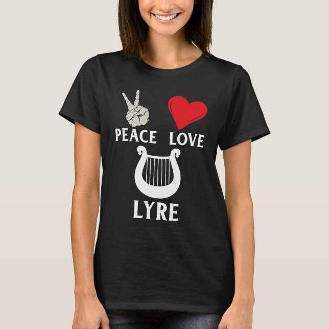 Peace Love Lyre French Horn Lyre Instrument Lyre P T-Shirt (Vorderseite)