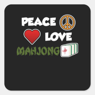 Peace Love Mahjong Game Mahjong Player Games Quadratischer Aufkleber
