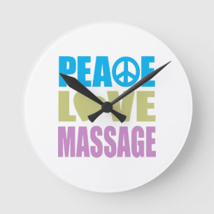 Peace Love Massage Runde Wanduhr