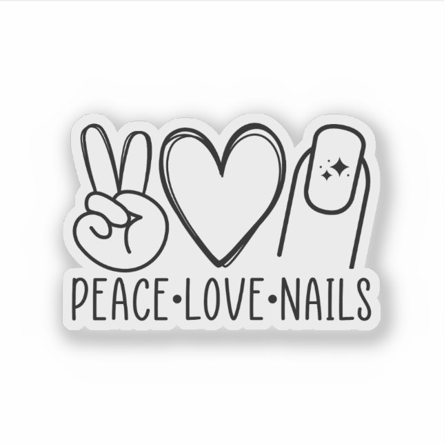 Peace Love Nails Sticker: Nail Artist Gift Aufkleber (Vorderseite)