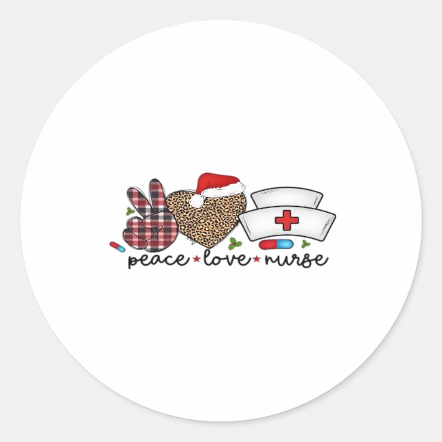 Peace Love Nurse, Halloween Classic T-Shirt Runder Aufkleber (Vorderseite)