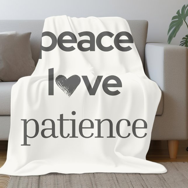 Peace Love Patience - Cozy Calm Modern Lifestyle Fleecedecke (Von Creator hochgeladen)
