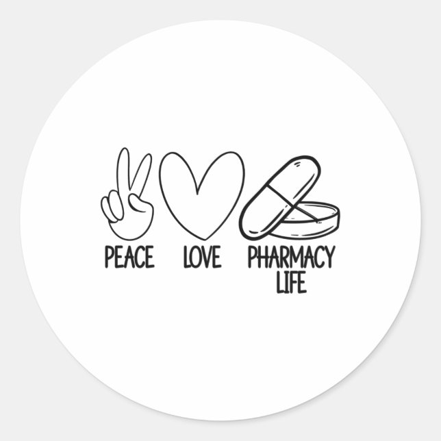 Peace Love Pharmacy Life Tech Pharmacist Medicine Runder Aufkleber (Vorderseite)