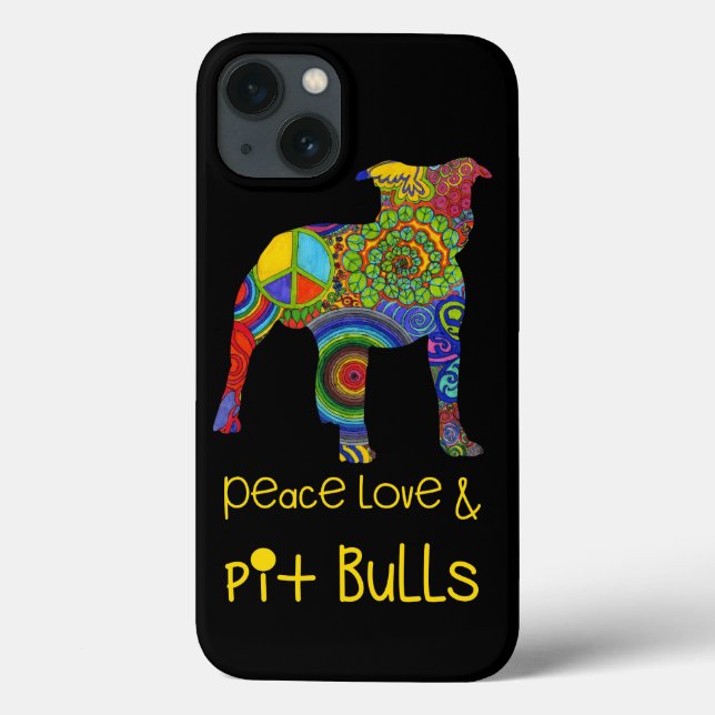 "Peace Love & Pit Bulls" Pop Art iPhone Case (Rückseite)